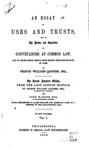 Cover for An essay on uses and trusts