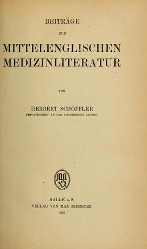 Cover for Beiträge zur mittelenglischen Medizinliteratur