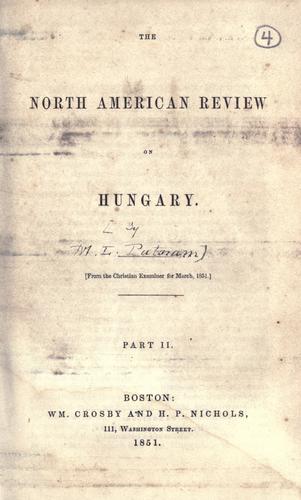 Cover for The North American review on Hungary ... Part II.