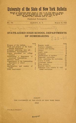 Cover for State-aided high school departments of home-making 