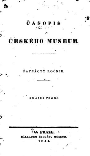Cover for Časopis Českého museum