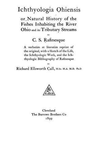 Cover for Ichthyologia Ohiensis, or, Natural history of the fishes inhabiting the river Ohio and its tributary streams