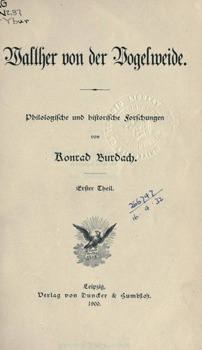 Cover for Walther von der Vogelweide
