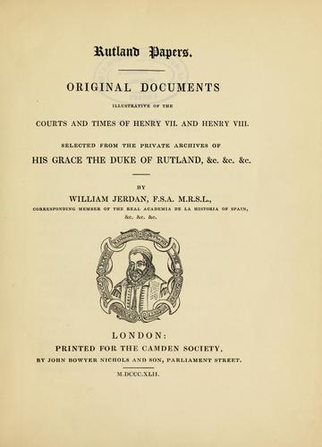 Cover for Rutland papers
