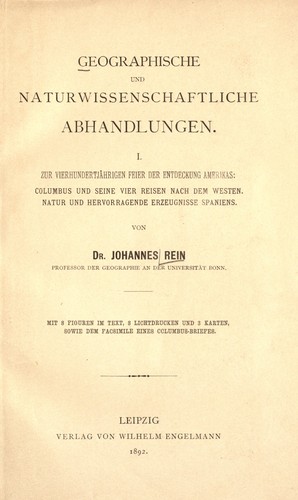 Cover for Geographische und naturwissenschaftliche abhandlungen.
