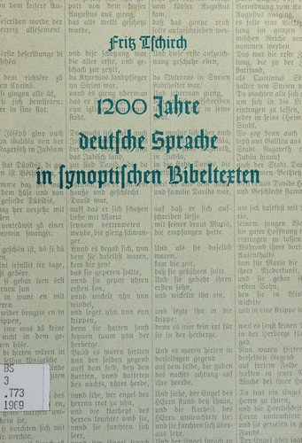 Cover for 1200 [Zwölfhundert] Jahre deutsche Sprache in synoptischen Bibeltexten.