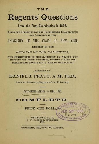 Cover for The Regents' questions, from the fist examination in 1866