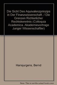 Cover for Die Sicht des Äquivalenzprinzips in der Finanzwissenschaft