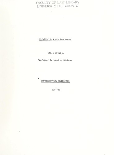 Cover for Criminal law and procedure
