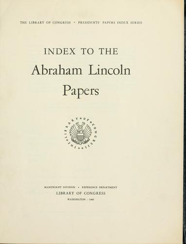 Cover for Index to the Abraham Lincoln papers.