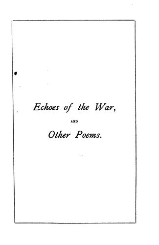 Cover for Echoes of the war, and other poems, by E.A.G.