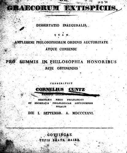 Cover for De Graecorum extispiciis