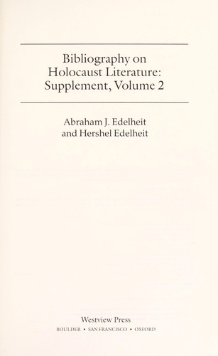 Cover for Bibliography on Holocaust literature.