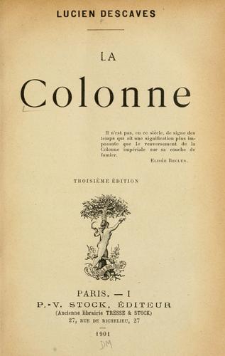 Cover for La colonne.