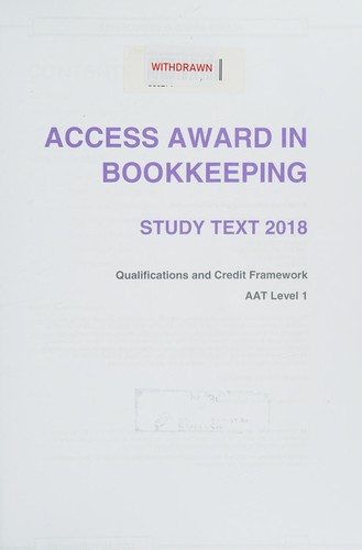 Cover for Level 1 Access Award in Bookkeeping