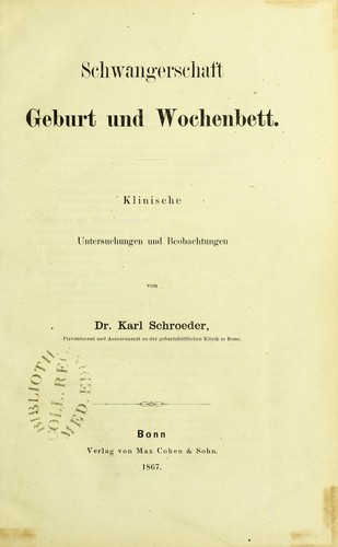Cover for Schwangerschaft Geburt und Wochenbett