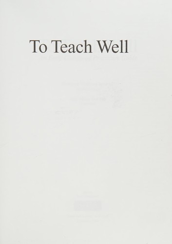 Cover for To teach well