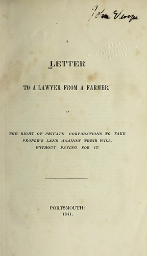 Cover for A letter to a lawyer from a farmer