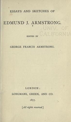 Cover for Essays and sketches of Edmund J. Armstrong