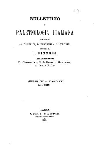 Cover for Bullettino di paletnologia italiana