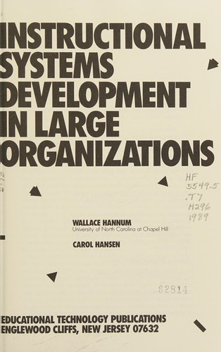 Cover for Instructional systems development in large organizations
