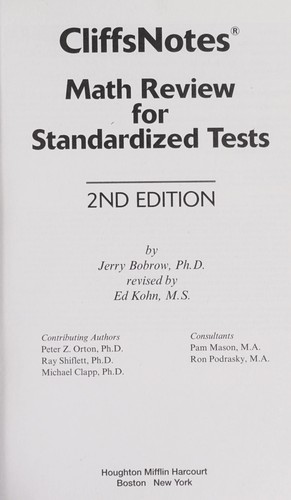 Cover for Cliffsnotes math review for standardized tests