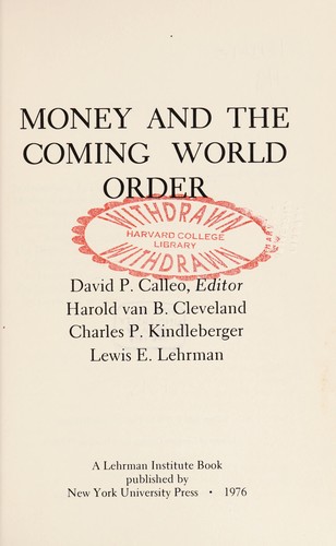 Cover for Money and the coming world order