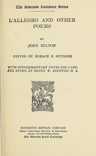 Cover for L'Allegro and other poems