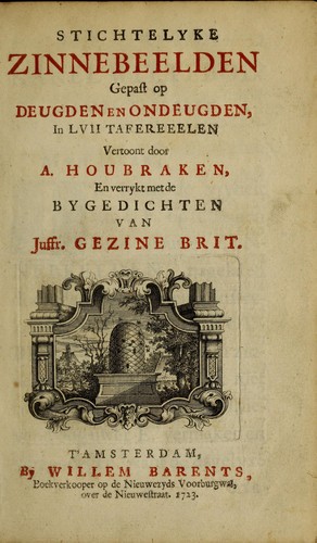 Cover for Stichtelyke zinnebeelden gepast op deugden en ondeugden in LVII tafereellen vertoont