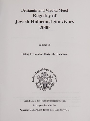 Cover for Benjamin and Vladka Meed registry of Jewish Holocaust survivors 2000