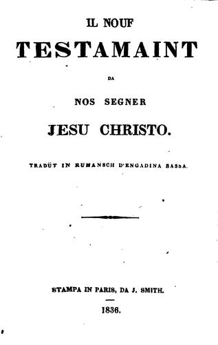 Cover for Il nouf testamaint da nos Segner Jesu Christo