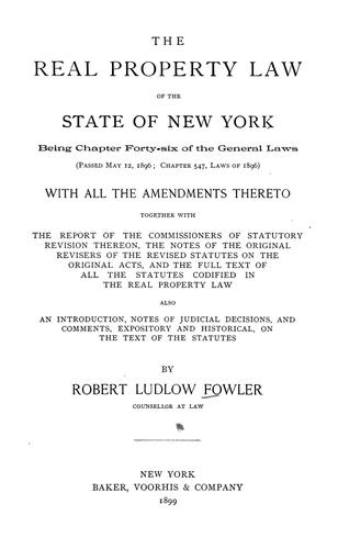 Cover for The real property law of the state of New York