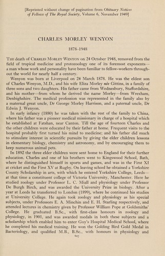 Cover for Charles Morley Wenyon