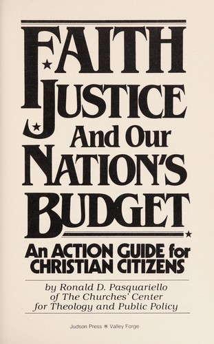 Cover for Faith, justice, and our nation's budget