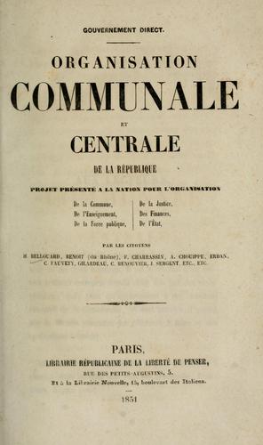 Cover for Organisation communale et centrale de la république