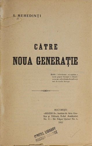 Cover for Către noua generație