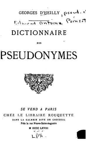 Cover for Dictionnaire des pseudonymes