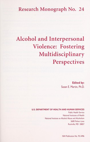 Cover for Alcohol and interpersonal violence
