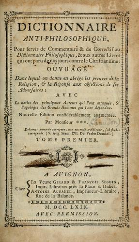 Cover for Dictionnaire anti-philosophique