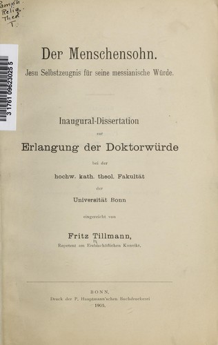 Cover for Der Menschensohn
