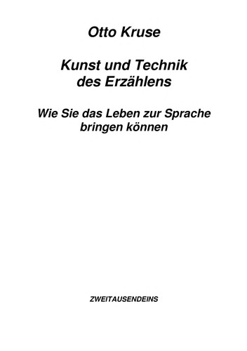 Cover for Kunst und Technik des Erzählens