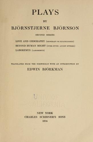 Cover for Plays, by Bj©·ornstjerne Bj©·ornson.