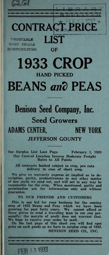 Cover for Contract price list of 1933 crop hand picked beans and peas