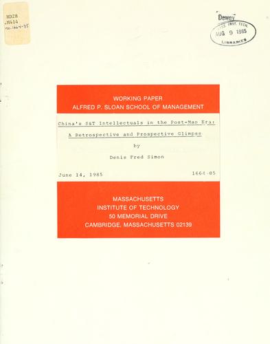 Cover for China's S&T intellectuals in the post-Mao era