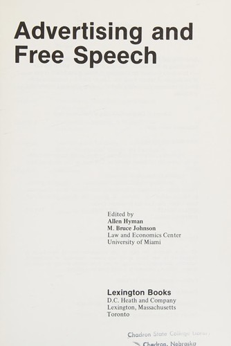 Cover for Advertising and free speech