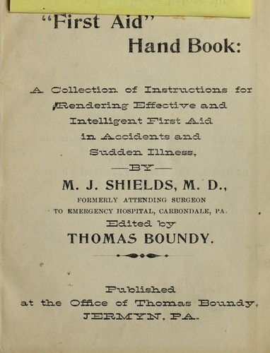 Cover for First aid hand book