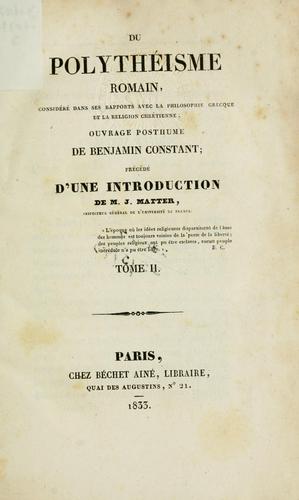 Cover for Du polythéisme romain
