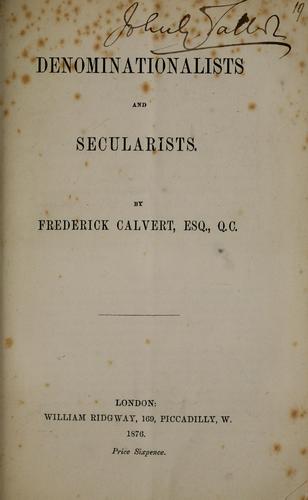 Cover for Denominationalists and secularists