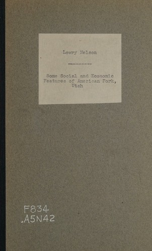 Cover for Some social and economic features of American Fork, Utah