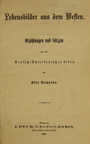 Cover for Lebensbilder aus dem Westen